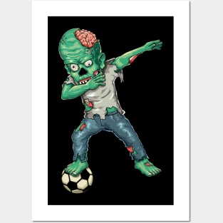 Funny Halloween - Dabbing Zombie Soccer Lover Gift Posters and Art